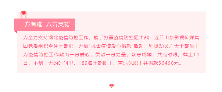 山影集团干部职工捐款5万余元 为打赢疫情防控战献爱心尽力量 山影集团干部职工捐款5万余元 为打赢疫情防控战献爱心尽力量