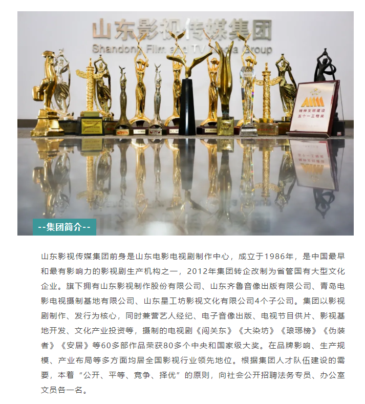 山东影视传媒集团招聘